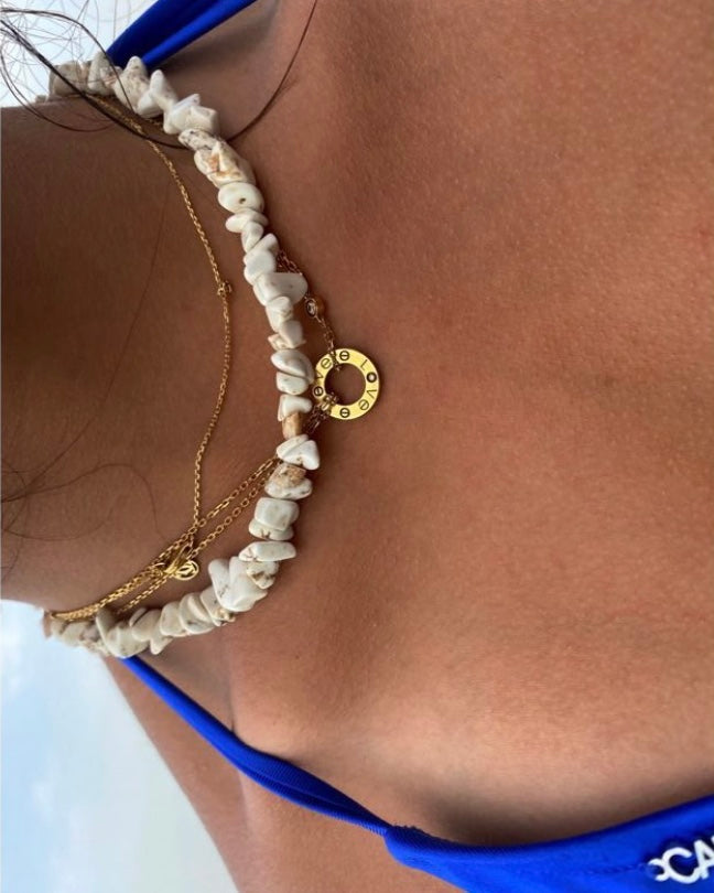 White tumbled stone necklace